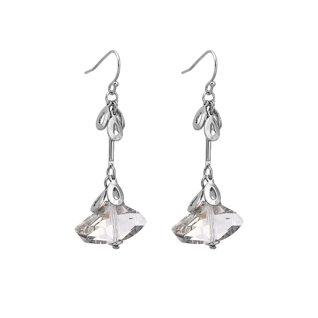 Glaring Earrings with Grey Austrian Element Crystal