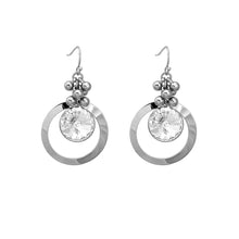 Load image into Gallery viewer, Glittering Round Earrings with Silver Austrian Element Crystal