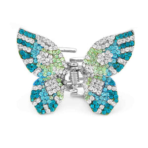Charming Butterfly Clamp with Blue Green and Silver Austrian Element Crystals