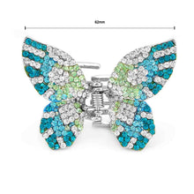 Load image into Gallery viewer, Charming Butterfly Clamp with Blue Green and Silver Austrian Element Crystals