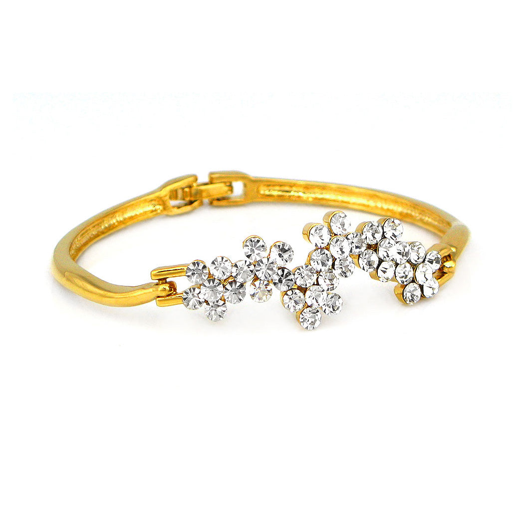 Glistering Flower Bangle with Silver Austrian Element Crystal