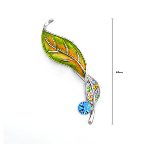 Leaf Brooch with Multi-colour Austrian Element Crystals