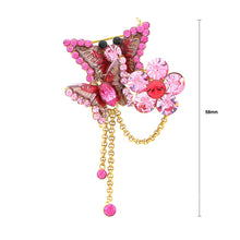 Load image into Gallery viewer, Butterfly and Flower Brooch with Pink Austrian Element Crystal
