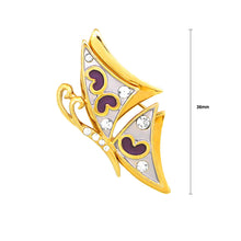 Load image into Gallery viewer, Purple and Golden Butterfly Brooch with Silver Austrian Element Crystal