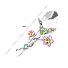 Load image into Gallery viewer, Gleaming Flower Brooch with Multi-colour Austrian Element Crystals and Silver CZ
