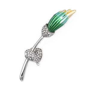 Gleaming Flower Brooch with Silver Austrian Element Crystal