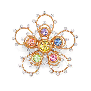Gleaming Flower Brooch with Multi-colour Austrian Element Crystals