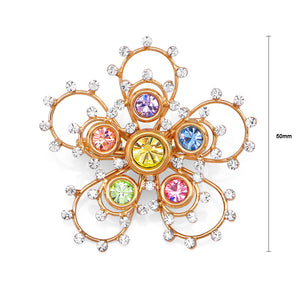 Gleaming Flower Brooch with Multi-colour Austrian Element Crystals