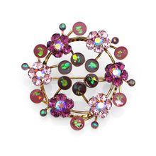 Load image into Gallery viewer, Gleaming Wreath Brooch with Purple Austrian Element Crystal