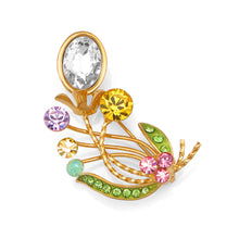 Load image into Gallery viewer, Gleaming Flower Brooch with Multi-colour Austrian Element Crystals