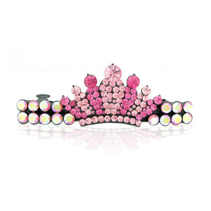 Glistering Crown Barrette with Pink Austrian Element Crystal