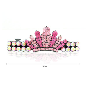 Glistering Crown Barrette with Pink Austrian Element Crystal