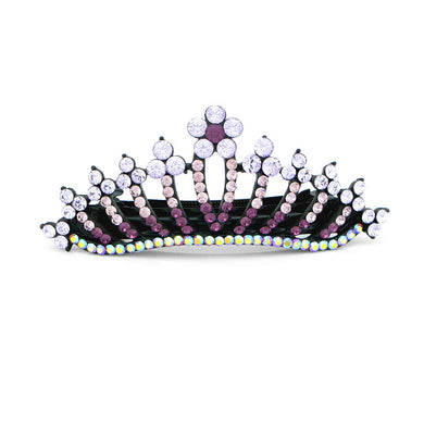 Glistering Crown Barrette with Purple Austrian Element Crystal