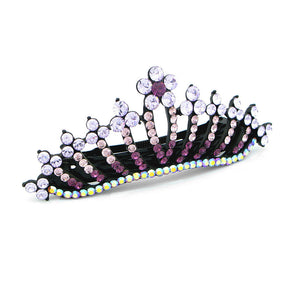 Glistering Crown Barrette with Purple Austrian Element Crystal