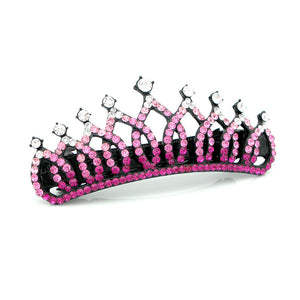 Glistering Crown Barrette with Pink and Silver Austrian Element Crystals