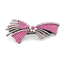 Load image into Gallery viewer, Glistering Flower and Ribbon Barrette with Pink Austrian Element Crystal