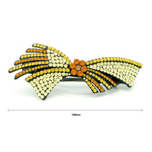 Load image into Gallery viewer, Glistering Flower and Ribbon Barrette with Orange and Yellow Austrian Element Crystals
