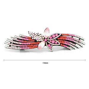 Glistering Flower Barrette with Pink and Silver Austrian Element Crystals