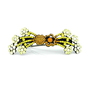 Glistering Flower Cluster Barrette with Orange and Yellow Austrian Element Crystals