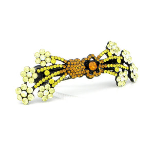Glistering Flower Cluster Barrette with Orange and Yellow Austrian Element Crystals