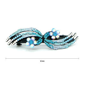 Glistering Flower Barrette with Blue and Silver Austrian Element Crystals