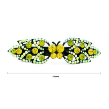 Load image into Gallery viewer, Glistering Butterfly and Leaf Barrette with Green and Yellow Austrian Element Crystals