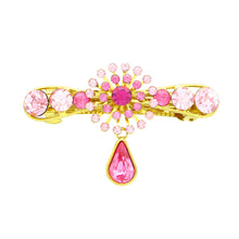 Load image into Gallery viewer, Glistering Flower Barrette with Pink Austrian Element Crystal