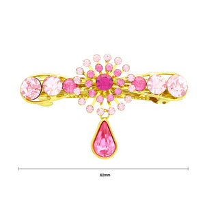 Glistering Flower Barrette with Pink Austrian Element Crystal