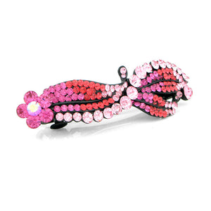 Charming Flower Barrette with Pink Austrian Element Crystal