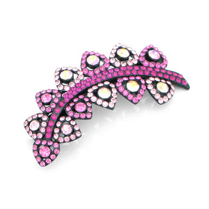 Charming Leaf-like Barrette with Pink Austrian Element Crystal