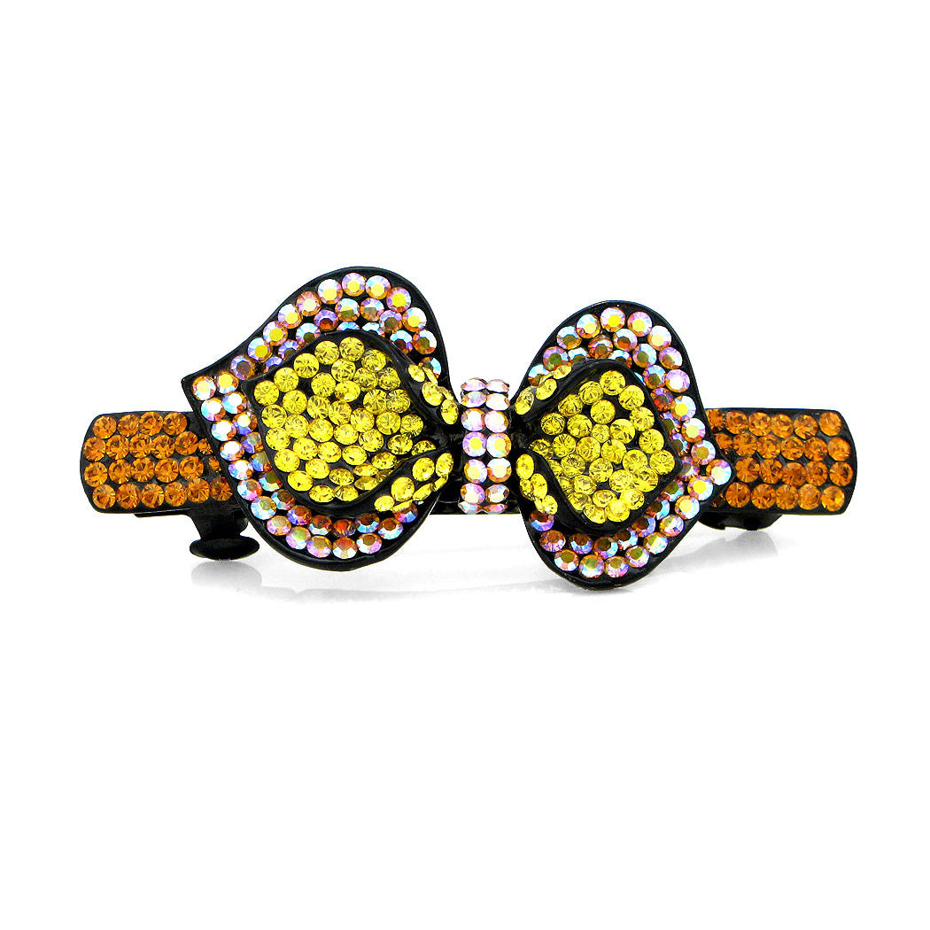 Charming Ribbon Barrette with Orange and Yellow Austrian Element Crystals