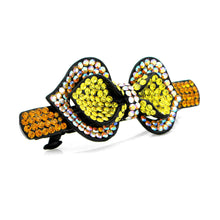 Load image into Gallery viewer, Charming Ribbon Barrette with Orange and Yellow Austrian Element Crystals