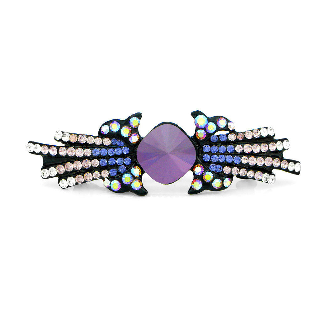 Charming Barrette with Purple and Silver Austrian Element Crystals