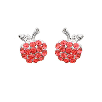 Glistening Apple Earrings with Red Austrian Element Crystals