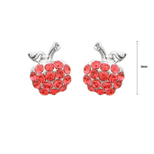 Load image into Gallery viewer, Glistening Apple Earrings with Red Austrian Element Crystals