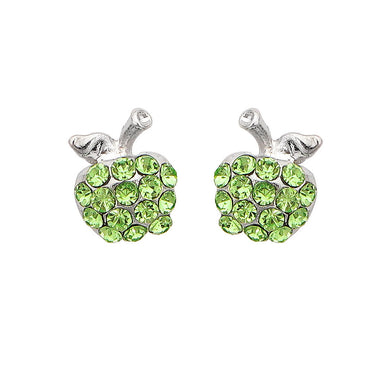 Glistening Apple Earrings with Green Austrian Element Crystals