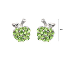 Load image into Gallery viewer, Glistening Apple Earrings with Green Austrian Element Crystals