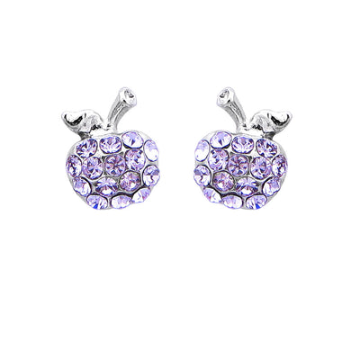 Glistening Apple Earrings with Purple Austrian Element Crystals