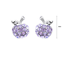 Load image into Gallery viewer, Glistening Apple Earrings with Purple Austrian Element Crystals