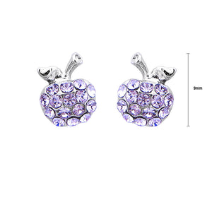 Glistening Apple Earrings with Purple Austrian Element Crystals