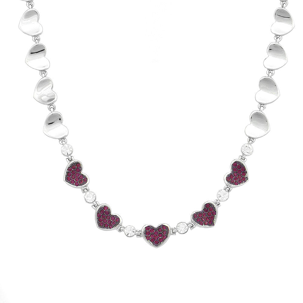 Cutie Heart Necklace with Purple Austrian Element Crystals