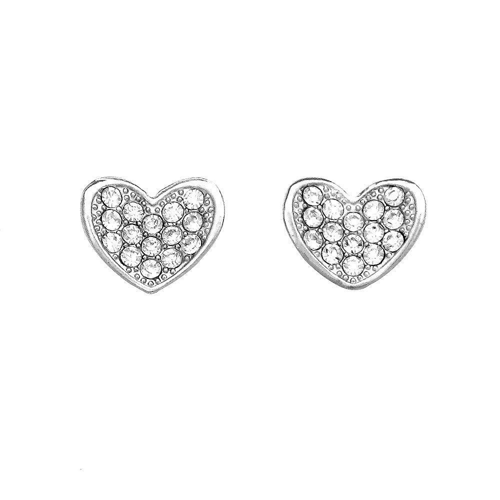 Cutie Heart Earrings with Silver Austrian Element Crystals