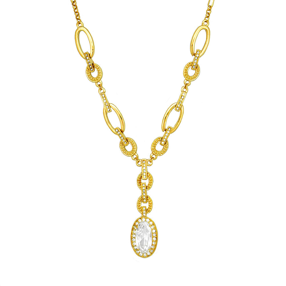 Gleaming Oval Necklace with Austrian Element Crystals
