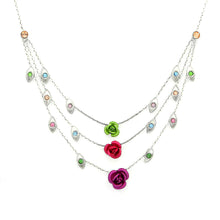 Load image into Gallery viewer, Elegant Rose Necklace with Multi Color Austrian Element Crystals