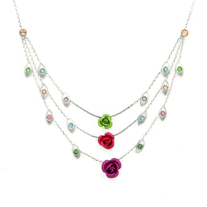 Elegant Rose Necklace with Multi Color Austrian Element Crystals