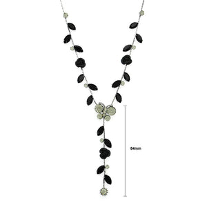 Butterful and Rose Necklace with Black Austrian Element Crystals