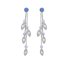 Load image into Gallery viewer, Dazzling Leaves Earrings with Purple and Silver Austrian Element Crystals