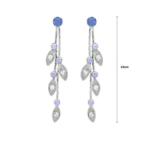 Dazzling Leaves Earrings with Purple and Silver Austrian Element Crystals