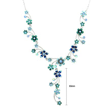 Load image into Gallery viewer, Tiny Blue Flowers Necklace with  Blue Austrian Element Crystals