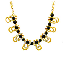 Load image into Gallery viewer, Stylish Golden Necklace with Black and Silver Austrian Element Crystals